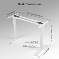 Bureau informatique réglable en hauteur à double moteur 2URF2, pieds carrés arrondis, réglage automatique de la hauteur, bureau debout réglable en hauteur