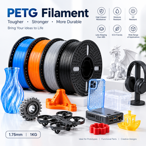 Filamento PETG para Impresora 3D, 1.75mm, 1KG, Alta Resistencia a Impactos, Resistente a Rayos UV, Menos Deformación, Transparente, Multicolor, para Impresión 3D - Product Image 1