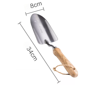 Ensemble d'outils <span class=keywords><strong>de</strong></span> jardinage <span class=keywords><strong>en</strong></span> acier inoxydable, 3 pièces, outils à main avec manches <span class=keywords><strong>en</strong></span> <span class=keywords><strong>bois</strong></span> naturel, truelle, fourche, pelle à terre pour la plantation et le creusement - Product Image 4