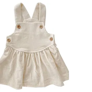 定制夏季女婴灯芯绒柔软棉质可爱单套工作服短裙