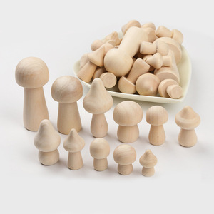 Wooden Mushroom Figurines Natural Wood Color DIY Craft Decorative Ornaments For Children Home Decoration - Product Image 1