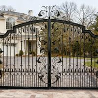 Porte d'entrée principale extérieure en fer forgé de luxe, sur mesure, avec vitrage coulissant, élégante, prix d'usine Prima