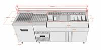 Table de bar multifonctionnelle réfrigérée pour barman, en acier inoxydable, station de travail de mélange et de refroidissement pour bar et restaurant