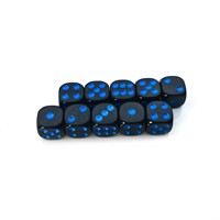 Dés à points personnalisés de haute qualité 16 mm, coins arrondis moins chers, dés en acrylique noir D6 avec points colorés pour jeux de société