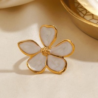 Bague tendance en acier inoxydable 316L plaqué or 18 carats, motif minimaliste fleur, cœur, coquillage, papillon et étoile de mer pour l'été