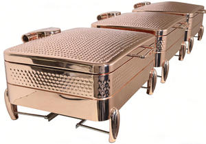 Calentador de Alimentos Hidráulico de Acero Inoxidable de Alta Calidad para Buffet, Nuevo, de Lujo, Color Oro Rosa, Rectangular, 9L - Product Image 4