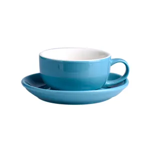 高品质的陶瓷咖啡杯板卡布奇诺咖啡杯碟耐用瓷质250毫升8盎司日常咖啡馆喝