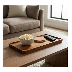 Japanese Style Solid Wood Serving <b>Tray</b> Dark Brown Rectangle For <b>Snacks</b> Desserts Breakfast Hotel Coffee Tea Display - Product Image 5