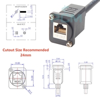 Kabel Ekstensi D-housing CAT6A RJ45 Keystone Male ke Female XLR Panel Mount 10Gbps 500MHz Kabel Ethernet Industri Terlindung