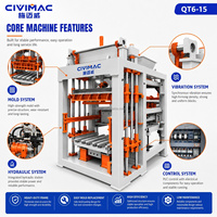 Machines à fabriquer des briques QT6-15S, machine à blocs creux en béton pour la construction, pour la production de pavés, de briques emboîtables et de briques pleines
