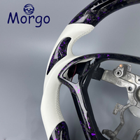 Volant personnalisé en fibre de carbone forgée avec LED violettes et palettes de changement de vitesse pour Infiniti G37 G35 G25 2010-2016