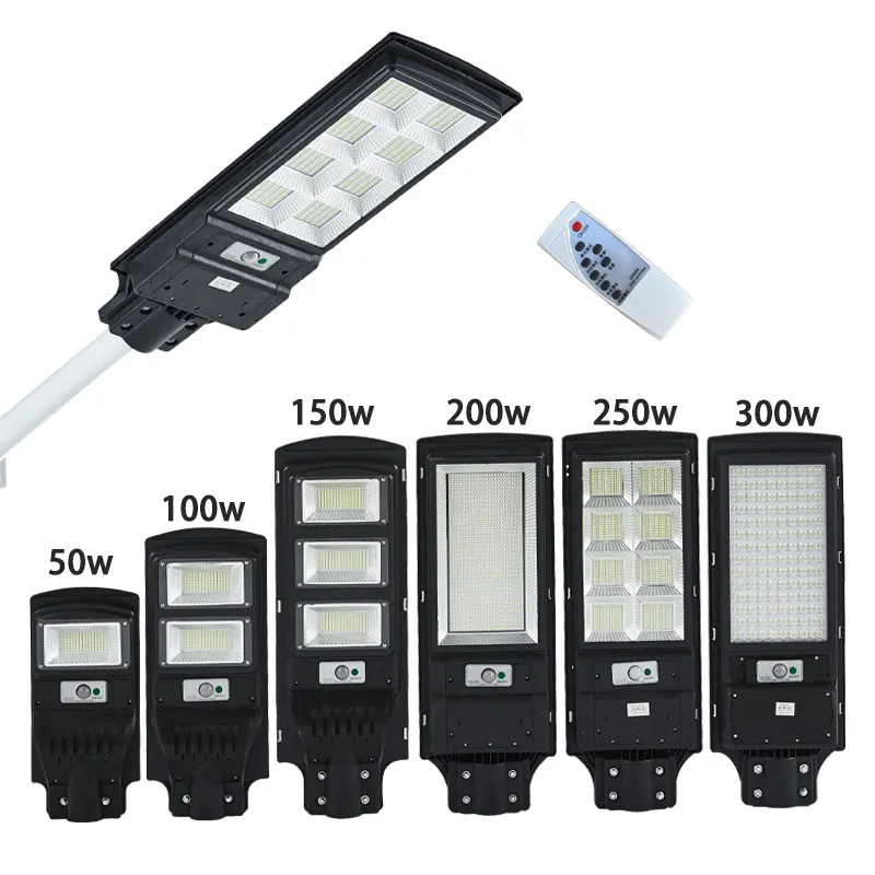 150W 200W 300W 500w 1000w ip67 outdoor solar power integrated waterproof all in one led solar street light with pole