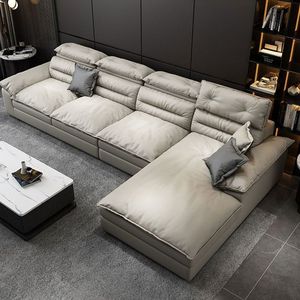 Sofá en Forma de L Moderno y Minimalista, Tapizado en Tela, Relleno de Látex Blanco, Ultra Suave y Grueso, Sofá de Tela Tecnológica de Lujo Nórdico para Sala de Estar - Product Image 1