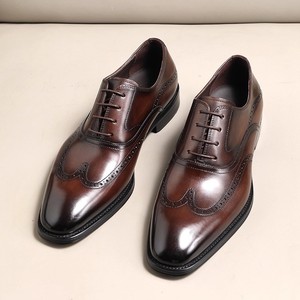 Zapatos de Hombre de Diseño de Lujo 2026, de Piel Vacuna en Capas, Punta Cuadrada, Ligeros, Antideslizantes, Transpirables, de Alta Calidad, Talla Grande, con Cordones - Product Image 2