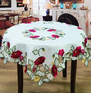 Polyester/Cotton Nonwoven Floral Embroidered Disposable <strong>Square</strong> <strong>Tablecloth</strong> with Cutwork for Wedding &amp; Home Use - Product Image 6