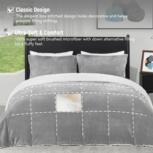 Mềm Micromink Sherpa <span class=keywords><strong>Comforter</strong></span> <span class=keywords><strong>Set</strong></span> Với 2 Gối Shams 3Pcs Thiết Lập Ánh Sáng Grey Sang Trọng Mùa Thu Ấm Áp Mùa Đông Chăn & Bộ Đồ Giường <span class=keywords><strong>Comforter</strong></span> Bộ - Product Image 2