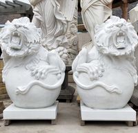Sculpture de lion en marbre de taille réelle pour jardin, sculpture extérieure en pierre