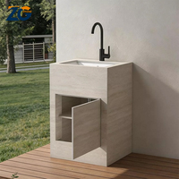 ZGSTONE Villa Hotel Restroom Project Lavabo sur pied en pierre frittée avec meuble de rangement, non poreux, résistant aux taches, finition personnalisée
