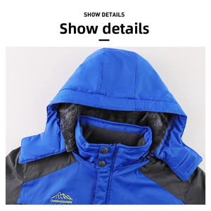 New Men's and Women's Casual <b>Hooded</b> Waterproof Zipper Thick <b>Jacket</b> Polyester Winter Coat - Product Image 2