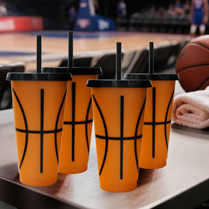 Vaso de Plástico Reutilizable con Tapa para Bebidas Frías, Regalo para Fanáticos del Baloncesto, Recuerdo de Fiesta Deportiva, Gran Capacidad - Product Image 4