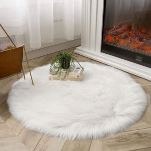 Custom <b>Round</b> Fluffy Faux Fur Rug Washable Shaggy Area Rugs Modern Design Super Shaggy Carpet <b>Mats</b> for Living Room - Product Image 2
