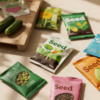Sacs en plastique refermables personnalisés avec fenêtre transparente, en Mylar réutilisable, avec fermeture éclair de sécurité pour enfants, pour tomates et graines de tournesol