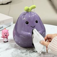 Boîte à mouchoirs en céramique en forme d'aubergine de haute qualité conception de légumes support de stockage de bureau porte-boîte à serviettes pour la maison salon