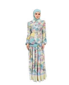 Factory Price <strong>Malaysia</strong> Baju Kurung Muslim Dress Abaya with Puff Printing Wholesale From <strong>Manufacturer</strong>