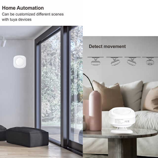 Zigbee Indoor Motion Detector Tuya Smart Alarm High Sensitivity PIR Sensor Alexa Voice Support 110 Detection Angle 1 Year