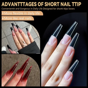 Puntas de <span class=keywords><strong>Uñas</strong></span> de Gel Suave Transparentes OEM de Cobertura Completa, Estilo Stiletto Largo y Corto, Tipo <span class=keywords><strong>Gelly</strong></span>, Talla XS, <span class=keywords><strong>Uñas</strong></span> Artificiales de Gel X - Product Image 4