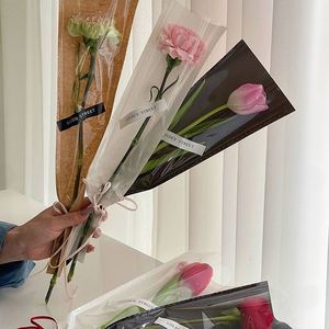 Sacs en plastique couleur unie à prix réduit pour fleurs, sacs OPP autoportants pour emballage de bouquet unique - Product Image 3