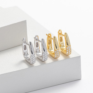 Pendientes de Plata 925 para Mujer, Pendientes de Aro en Forma de U de Plata de Ley S925 con Circonitas Cúbicas, Joyería Fina Minimalista para Mujer - Product Image 3