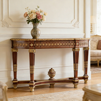 Table d'entrée en bois massif d'acajou sculptée à la main sur mesure, table console rustique antique en bois pour villa