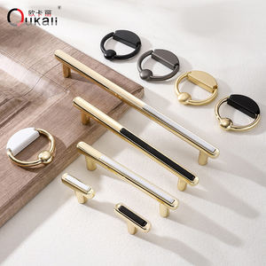 Oukkali grosir furnitur seng logam campuran lemari kabinet dapur menarik hitam putih emas Laci kabinet pegangan kenop pintu - Product Image 6