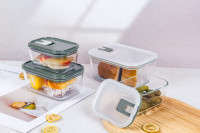 Contenants de rangement en verre transparent pour cuisine, boîtes alimentaires hermétiques pour l'organisation du réfrigérateur, les collations, les fruits et la préparation des repas (vente en gros)