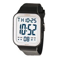 Reloj Deportivo Digital LASIKA WF157 3BAR Resistente al Agua, Unisex, Pantalla LCD, Esfera Negra, Calendario, Alarma, Cronómetro, EL