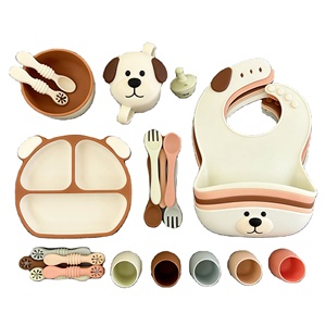 Ensemble d'alimentation pour bébé en silicone personnalisé Naike Factory, design de dessin animé, écologique, sans BPA, kit repas pour tout-petits, bavoir imperméable à ventouse - Product Image 1