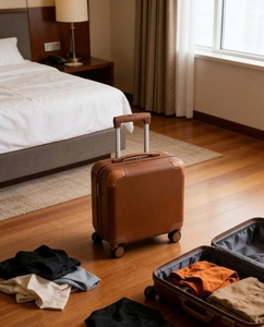 <span class=keywords><strong>Valise</strong></span> de <span class=keywords><strong>cabine</strong></span> vintage <span class=keywords><strong>marron</strong></span> légère en ABS, bagage à roulettes durable à 4 roues pivotantes pour voyage - Product Image 1