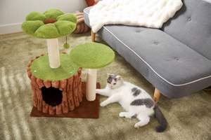 न्यूनतम बिल्ली के पेड़ खरोंच पोस्ट बहु कार्यात्मक खेल और नींद फर्नीचर - Product Image 6