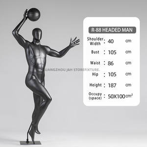 Tête d'oeuf Sport mannequin complet du corps Modèle de corps musclé Finition noire mate Mannequin athlétique masculin - Product Image 4