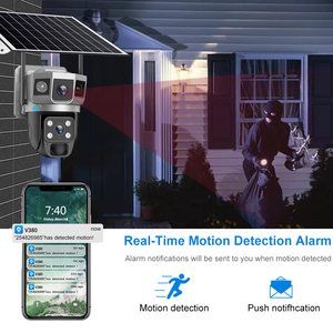V380pro APPデュアルレンズ4G/WIFIソーラーカメラ6MPネットワークセキュリティバッテリー駆動ワイヤレスドームCCTV 3画面4Gソーラーカメラ - Product Image 4