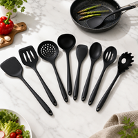 Set Peralatan Masak Silikon 8 Buah Ringan, Model Pilihan, Termasuk Pengaduk, Penjepit, dan Alat Masak Lainnya, Estetis Profesional untuk Brunch