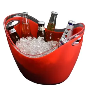 Champagne Red Wine Ice Grain Bucket Style Foreign Wine Bucket Plastic Beer PC Transparent Yuanbao Ice Bucket
