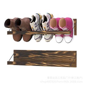 <b>Wall</b> Mounted Wooden <b>Shoe</b> <b>Rack</b> Rectangular Wood Grain Color Entryway Storage Organizer For Small Space Men Women <b>Shoes</b> - Product Image 5