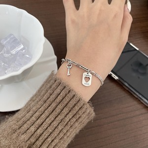 S925 Sterling <b>Silver</b> Bracelet Key <b>Charm</b> Women's Everyday Wear Fine Chain Link Jewelry - Product Image 4