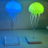Nouvelle Lampe Méduse Créative Intelligente à Commande Vocale, Tentacules Flottants Dynamiques, LED Nuit Éblouissante pour Chambre à Coucher, en Verre