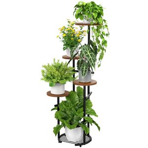 Étagère en bois de support de plante en métal à 5 niveaux d'intérieur moderne de haute qualité pour Pot de fleur d'angle pour salon balcon chambre utilisation de jardin - Product Image 2