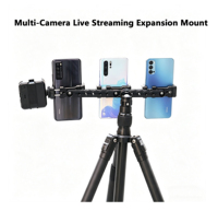 Support de diffusion en direct à triple caméra en alliage d'aluminium avec filetage 1/4'' et griffe porte-accessoire, support d'extension multi-appareils 88218 OEM