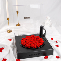 Ewige Rosenblüten-Schallplattenspieler-Dekoration, echte Blumen, Musikbox mit Bluetooth-Audio, Geschenk für Freundin, Liebesgeständnis, Geburtstagsgeschenk