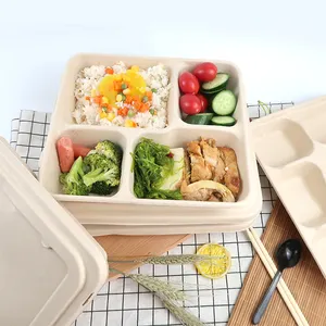 Disposable Box Free Sample Take Away Container Paper Food Box 1 Time Disposable Bento Food Catering Lunch Box